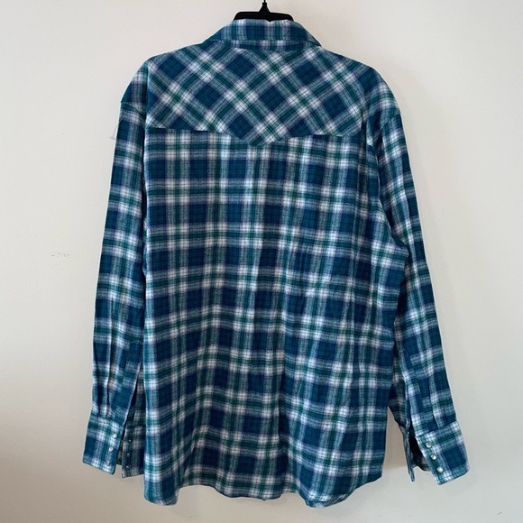 Wrangler Plaid Pearl Snap Cotton Button Up Wrancher Shirt Size XXL - Picture 8 of 8
